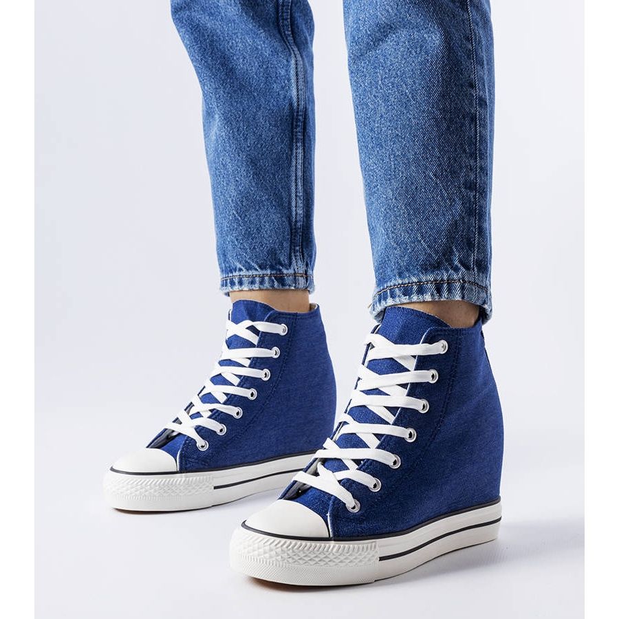 Denim wedge sneakers blue - Main Image