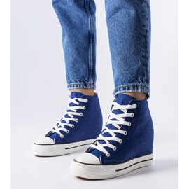 Denim wedge sneakers blue 1