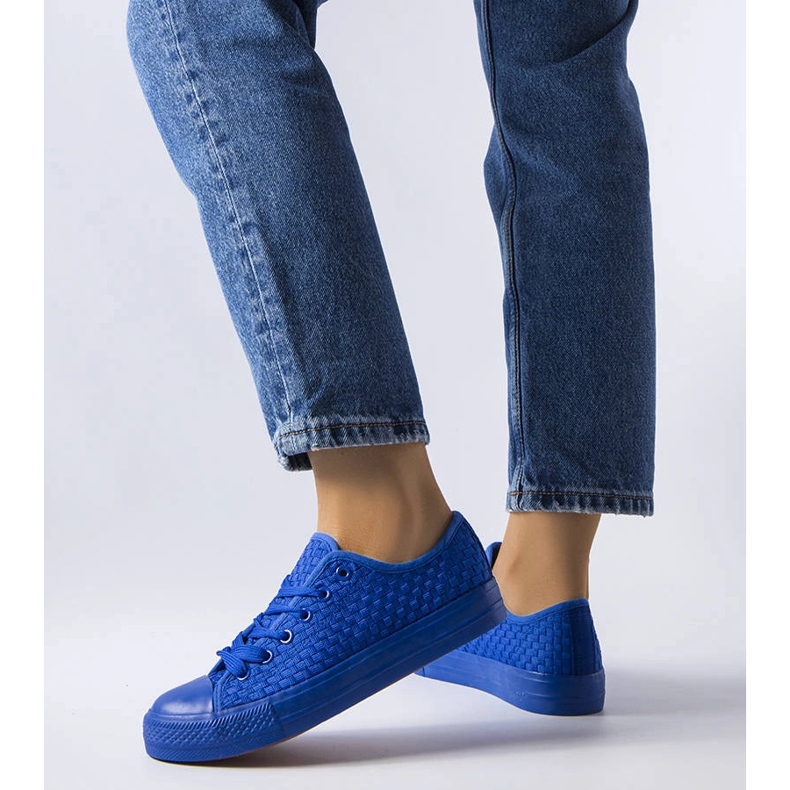 Blue sneakers in woven fabric from Thibodeau 1