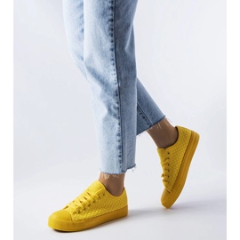 Yellow sneakers in woven fabric from Thibodeau 1 Yellow sneakers in woven fabric from Thibodeau 1