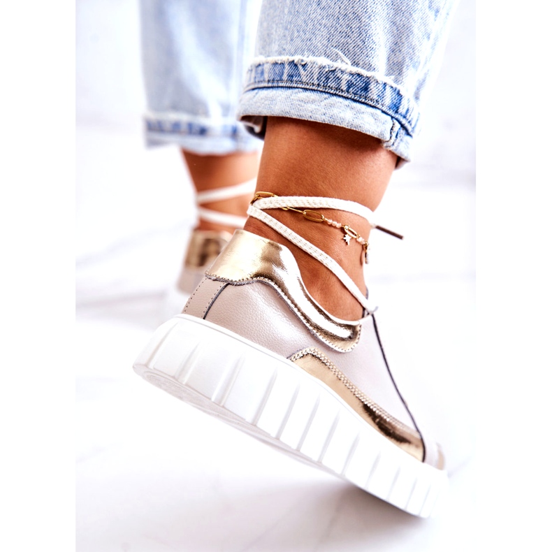 S.Barski Women's Brogues On The Beige And Gold Noriso Platform 4