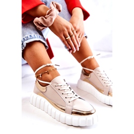 S.Barski Women's Brogues On The Beige And Gold Noriso Platform 1