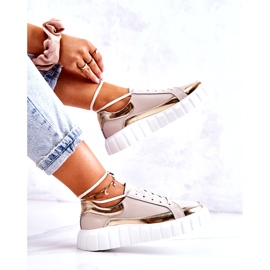 S.Barski Women's Brogues On The Beige And Gold Noriso Platform 2