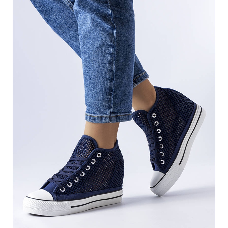 BM Navy blue openwork wedge sneakers from Coupart 1