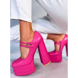 BM Loit Fuchsia grain platform pumps pink 1