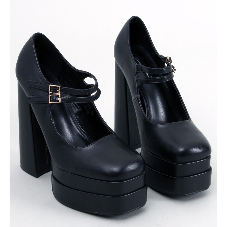 BM Loit Black grain platform pumps 1