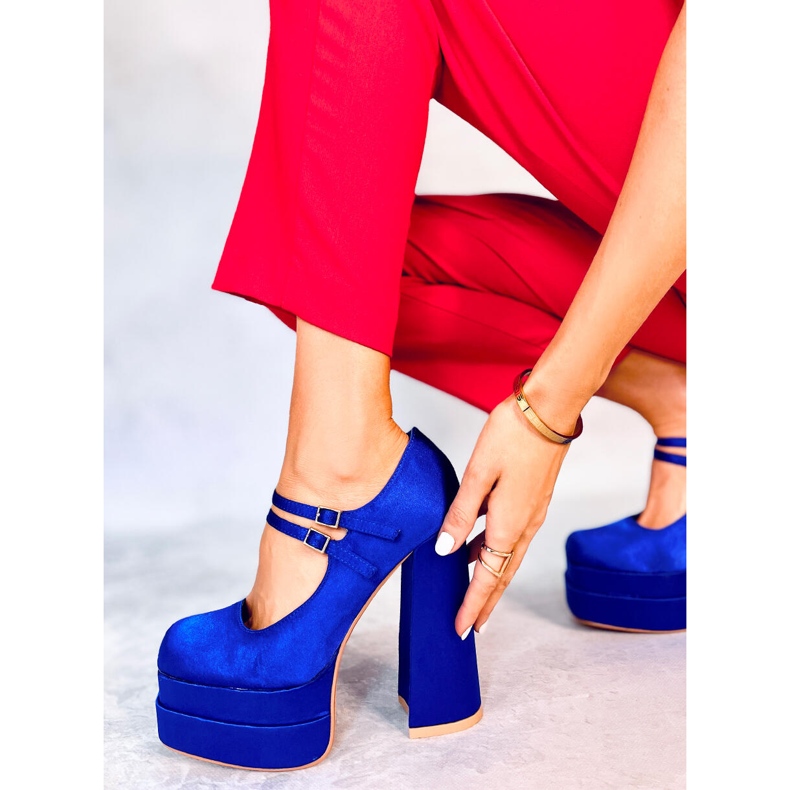 BM Prandi Blue satin platform pumps 2