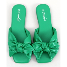 BM Minnen Green bow slippers 2 BM Minnen Green bow slippers 2