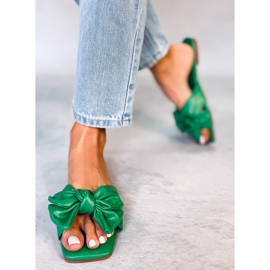 BM Minnen Green bow slippers 1 BM Minnen Green bow slippers 1