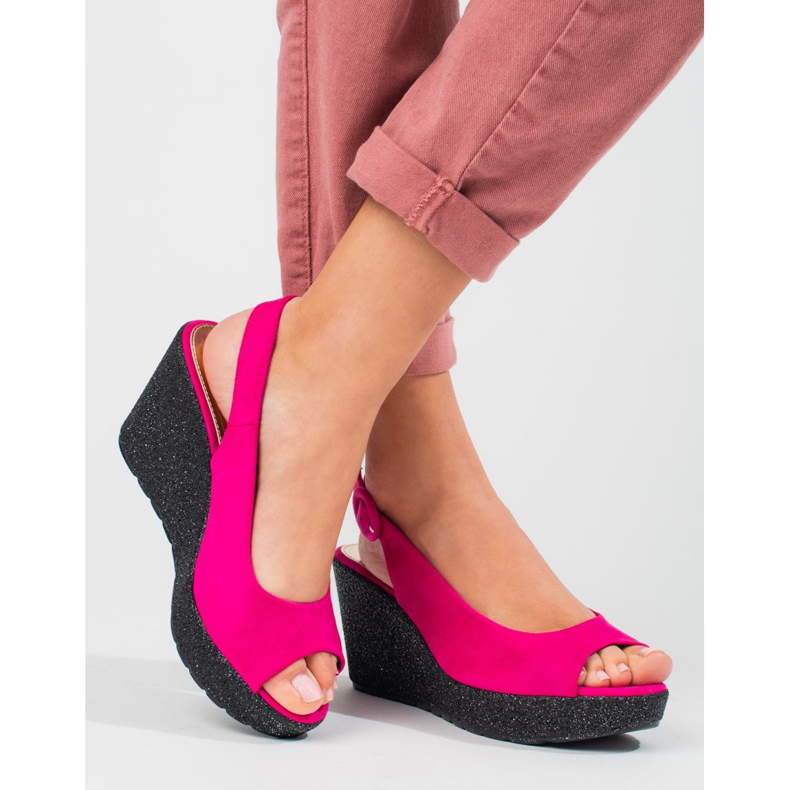 Light women s Shelovet pink wedge sandals