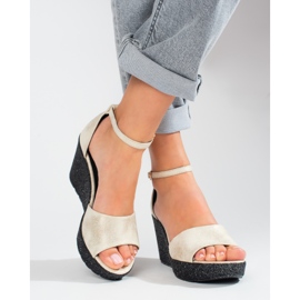 Women's Shelovet beige high wedge sandals 1