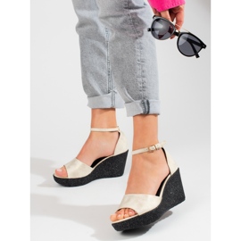 Women's Shelovet beige high wedge sandals 2