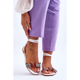 Women's Sandals With Decorative Butterflies White Jeane 1