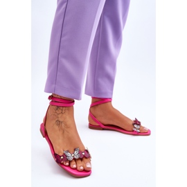 Women's Sandals With Decorative Butterflies Fuchsia Jeane pink 3
