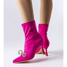 PA1 Pink boots decorated with a zircon Mars bow 1