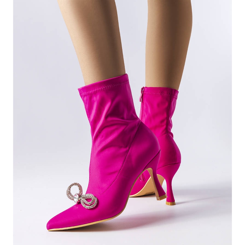 PA1 Pink boots decorated with a zircon Mars bow 1