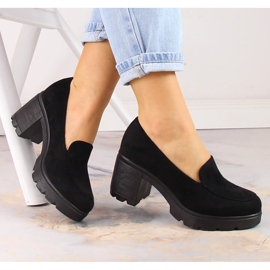 Women's suede high heels and black platform shoes Potocki SZ12040 1