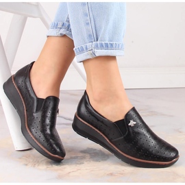 Women's black openwork wedge shoes Jezzi MR1840-12 1