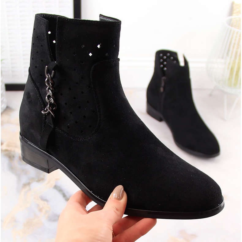 Women's openwork black suede boots Vinceza 10885 1