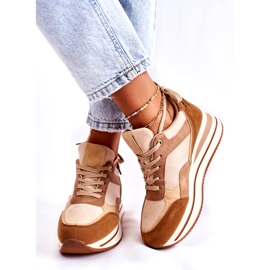 PS1 Women's Suede Sport Shoes Brown-Beige Elisse 1 PS1 Women's Suede Sport Shoes Brown-Beige Elisse 1