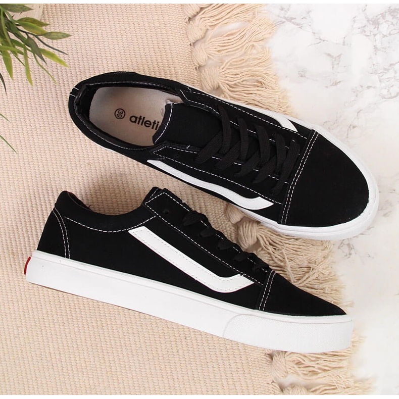 Black and white textile low sneakers Atletico WY18081 2 Black and white textile low sneakers Atletico WY18081 2