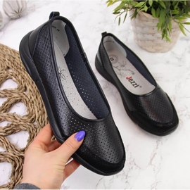 Women's openwork leather ballerinas black eVento 3621 5