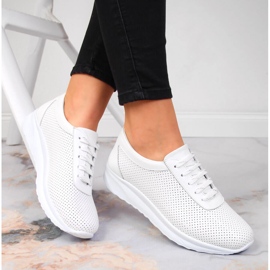 Women's openwork white leather shoes T.Sokolski W22-382 1