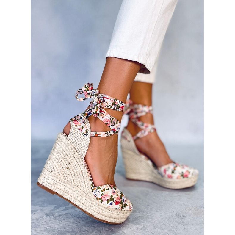 BM Floral wedge espadrilles from Aloro Beige 1