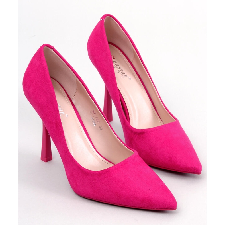 BM Women's Camerin Fuchsia suede heels pink 1