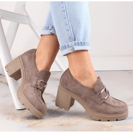 Women's suede shoes on the post and beige platform Potocki SZ12041 1