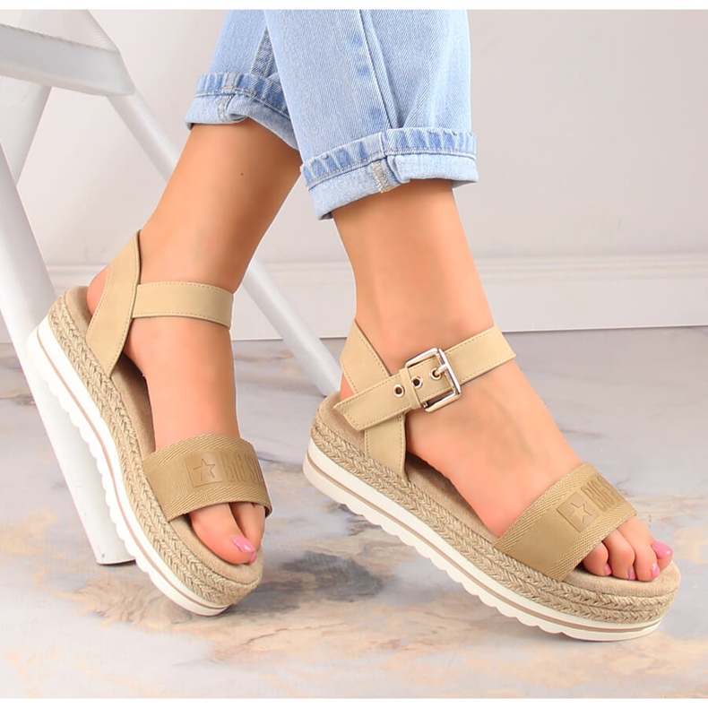 Women's espadrille sandals on the platform beige Big Star LL274872 1 Women's espadrille sandals on the platform beige Big Star LL274872 1