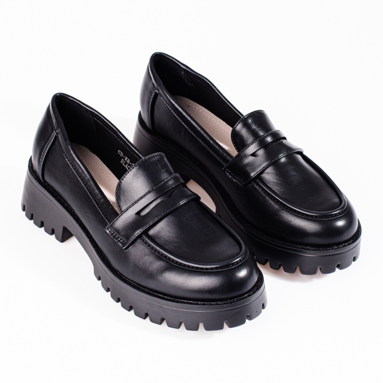 Elegant black loafers on the Shelovet platform 1