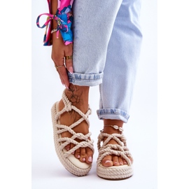 FG2 Women's Fashionable Braided Sandals Light Beige Tiffanie brown 1