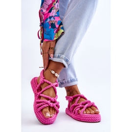 Women's Fashionable Braided Sandals Fuchsia Tiffanie pink 2