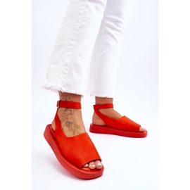 FG2 Comfortable Women's Platform Sandals Dark Orange Rubie 2