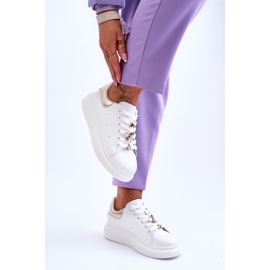FG2 Women's Sports Shoes On A Massive Platform White And Gold Chante 10