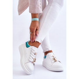 FG2 Women's Sports Shoes On A Massive Platform White And Green Chante 2