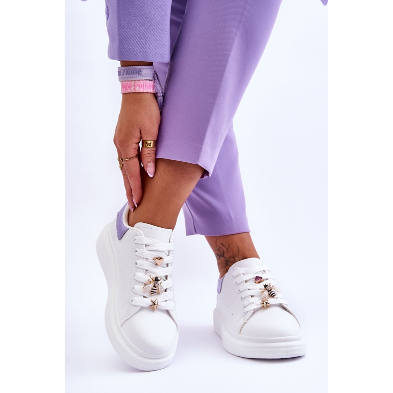 FG2 Women's Sports Shoes On A Chunky Platform White And Purple Chante 2