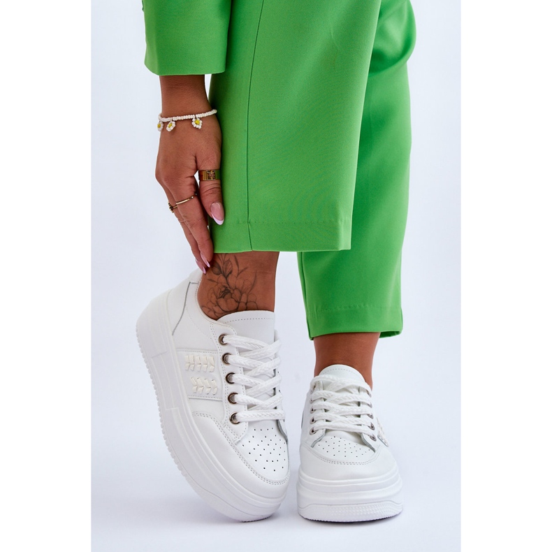 Fashionable Women's Platform Sneakers White Claribel 1