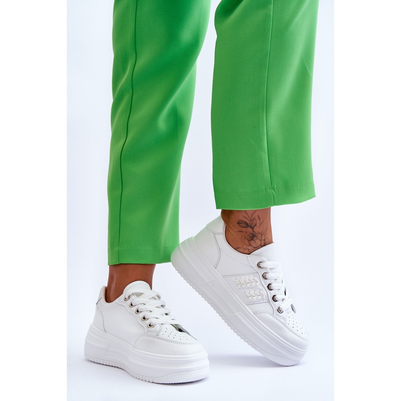 Fashionable Women's Platform Sneakers White Claribel 2