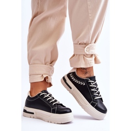 FG2 Comfortable Women's Sport Shoes On The Platform Black And Beige Devan 2