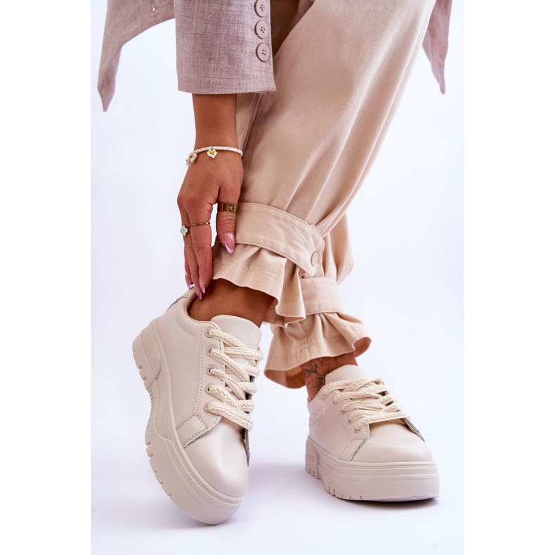 FG2 Comfortable Women's Platform Sports Shoes Beige Devan 2