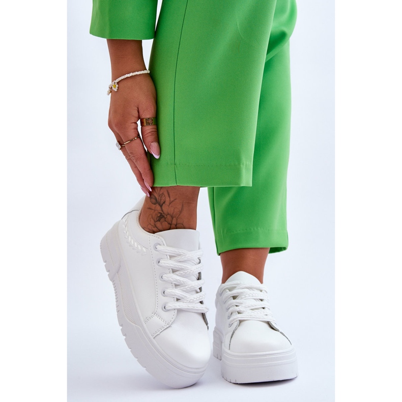 FG2 Comfortable Women's Platform Sports Shoes White Devan 1