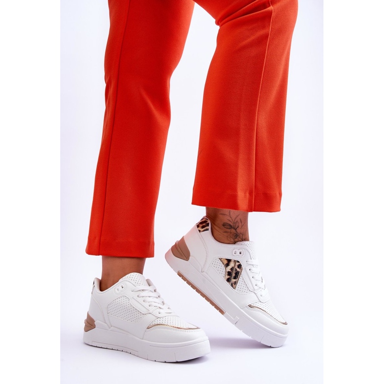 Women's Leather Leopard Sport Shoes White Nancey 2 Women's Leather Leopard Sport Shoes White Nancey 2