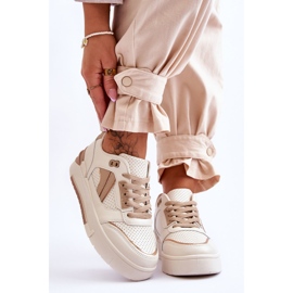 FI1 Leather Women's Sport Shoes Beige Nancey 1