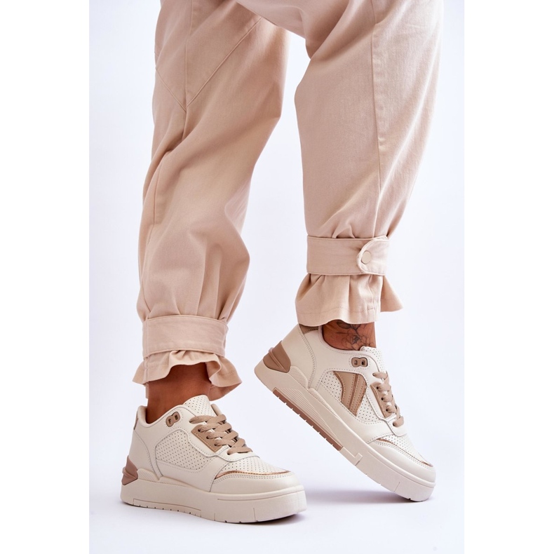 FI1 Leather Women's Sport Shoes Beige Nancey 2