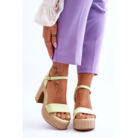 Comfortable Suede Sandals On A Chunky Heel Light Green Elishia 1