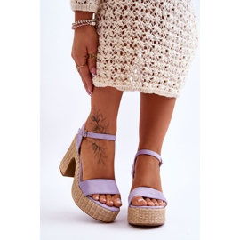 Comfortable Suede Sandals On A Chunky Heel Purple Elishia 1