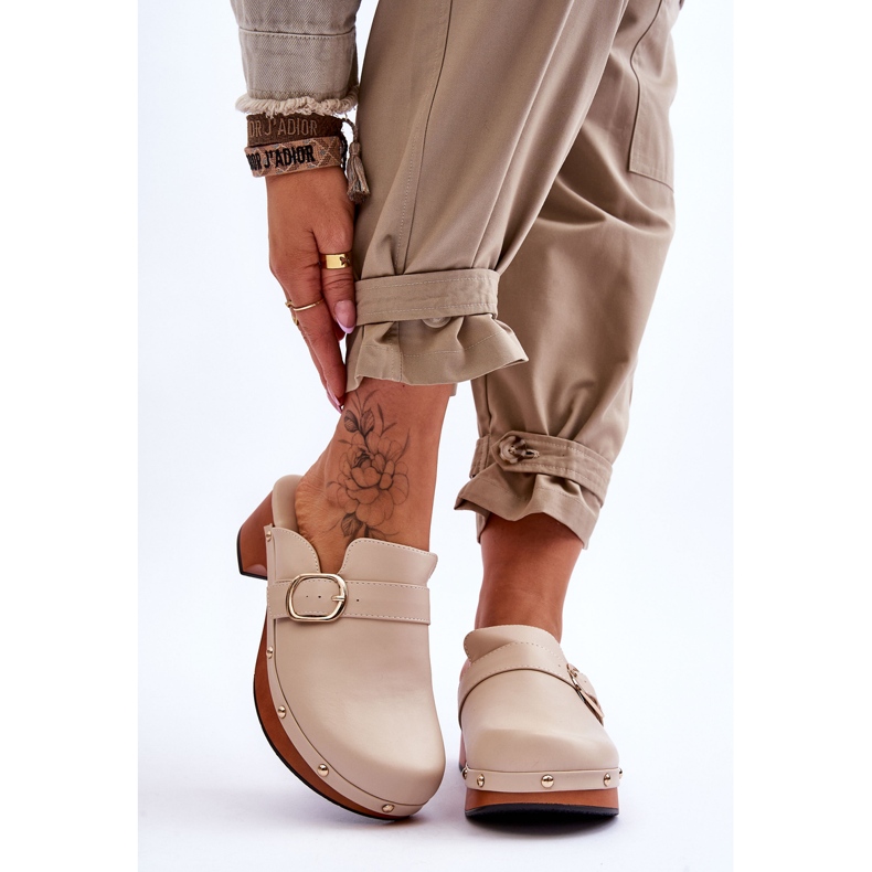 FI1 Women's Leather Clogs Beige Fanett 1 FI1 Women's Leather Clogs Beige Fanett 1
