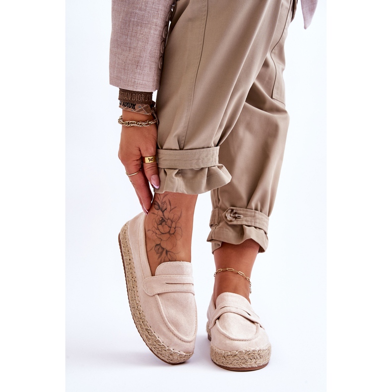 FI1 Women's Suede Espadrilles Light Beige Keyla 1